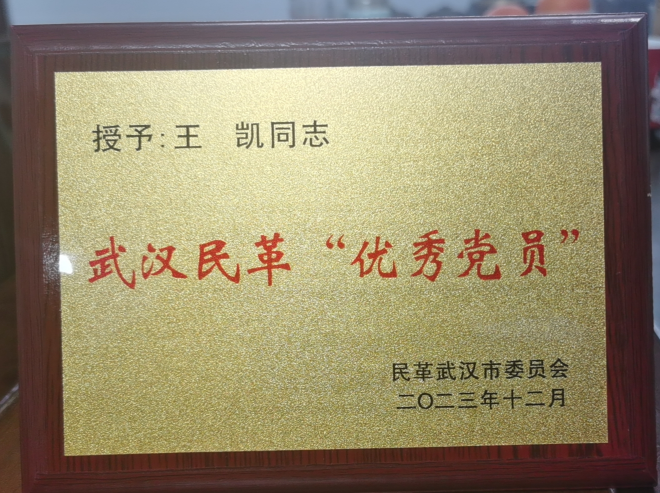 我校校长王凯获武汉市民革七十周年“优秀党员”